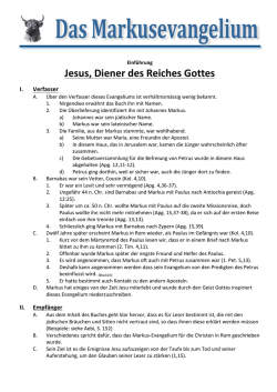 Jesus, Diener des Reiches Gottes