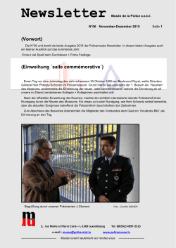Newsletter Musée de la Police asbl - Police Grand