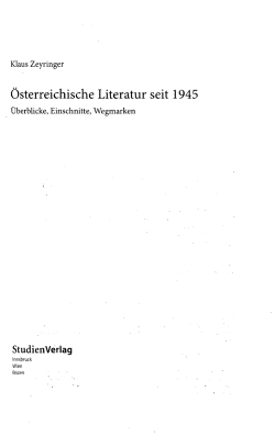 Österreichische Literatur seit 1945