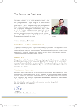 Tom Benns &ndash; der Engl&auml;nder Toms special Events - Dr. B&uuml;rklin-Wolf