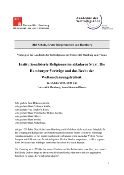 Institutionalisierte Religionen im s&auml;kularen Staat. Die Hamburger