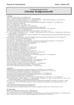 Literatur zur Vorlesung »Strafprozessrecht