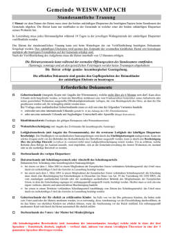 Heirat - beizubringende Dokumente