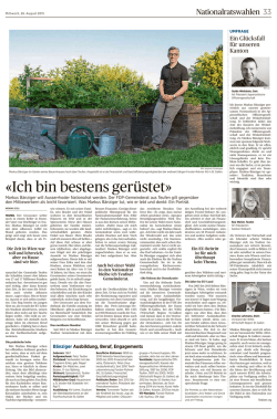 Ich bin bestens ger&uuml;stet - Markus B&auml;nziger in den Nationalrat