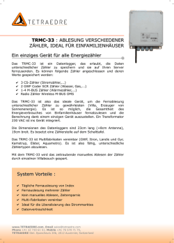 Ein einziges Ger&auml;t f&uuml;r alle Energiez&auml;hler System Vorteile : TRMC