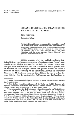 jöhann jönsson - ein isländischer dichter in deutschland