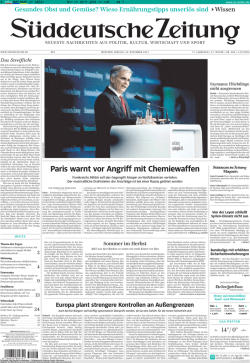 Süddeutsche Zeitung, 20. November 2015 – Politik Seite 1
