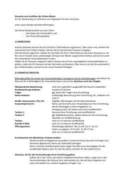 Hinweise zum Ausf&uuml;llen der Online-Maske