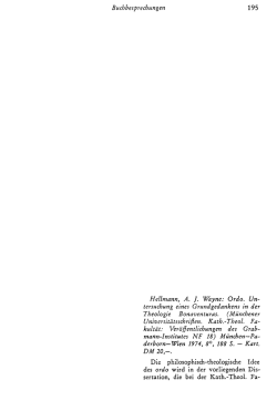 Hellmann, A. J. Wayne: Ordo : Untersuchung eines
