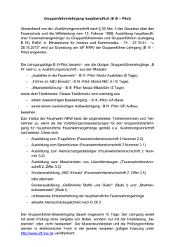 Gruppenf&uuml;hrerlehrgang hauptberuflich (B III &ndash; Pilot) Abweichend