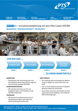 Investitionsbegleitung mit dem Pilot Coater VESTRA