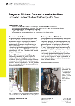 Programm Pilot- und Demonstrationsbauten Basel Innovative und