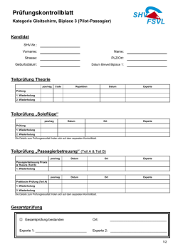 Prüfungskontrollblatt Doppelsitzer A (Pilot – Passagier), Kat