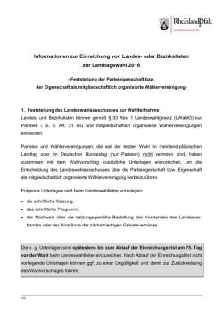 Informationen zur Einreichung von Landes