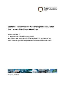Bestandsaufnahme der Nachhaltigkeitsaktivitäten des Landes NRW