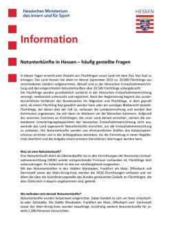 Merkblatt: Notunterkünfte in Hessen