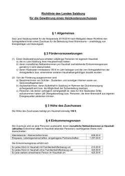Richtlinie des Landes Salzburg für die Gewährung