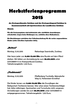 Herbstferienprogramm 2015