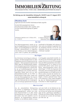 Ein Beitrag aus der Immobilien Zeitung Nr. 34/2015 vom 27. August