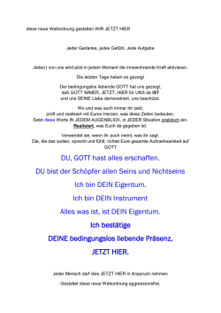 DU, GOTT hast alles erschaffen. DU bist der Sch&ouml;pfer allen Seins