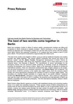 Press Release The best of two worlds come together in Berlin