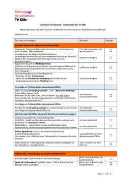 Erasmus+ Chekliste - Studienaufenthalt