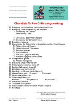 Checkliste für Ihre Öl