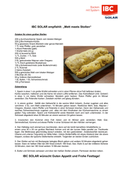 IBC SOLAR empfiehlt: &bdquo;Mett meets Stollen&ldquo; IBC SOLAR w&uuml;nscht