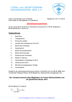 Jahreshauptversammlung Tagesordnung: Der Vorstand w&uuml;nscht