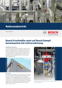 Rauch Fruchtsäfte setzt auf Bosch Dampfkesselsystem mit