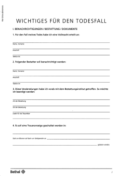 WICHTIGES FÜR DEN TODESFALL