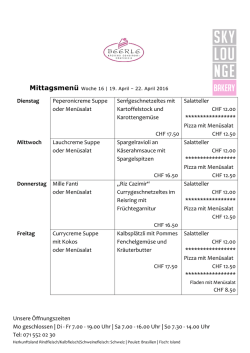 Dienstag Peperonicreme Suppe oder Men&uuml;salat