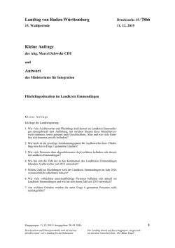 Landtag von Baden-Württemberg Kleine Anfrage Antwort