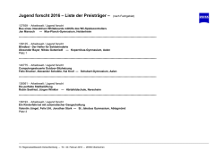 Jugend forscht 2016 &ndash; Liste der Preistr&auml;ger &ndash; (nach Fachgebiet)