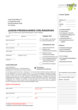 JUGEND-PRESSEAUSWEIS VERL&Auml;NGERUNG