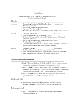 Yichen Zheng CV 2015 - Biodiversit&auml;t und Klima