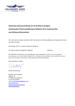 Kostenlose Infoveranstaltung am 19.02.2016 in Stuttgart