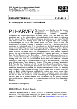 PRESSEMITTEILUNG 11.01.2016 PJ Harvey spielt im
