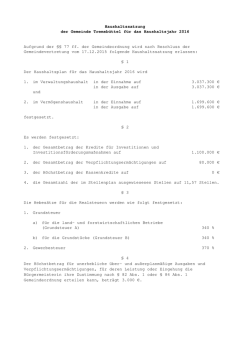 Haushaltssatzung 2016 der Gemeinde Tremsb&uuml;ttel