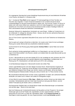 Jahreshauptversammlung 2015 Am vergangenen Samstag fand