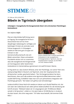 Bibeln in Tigrinisch übergeben - Flüchtlinge willkommen heißen
