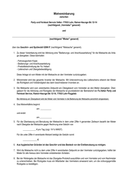 Sp&uuml;lmobil Muster-Mietvertrag Blanco