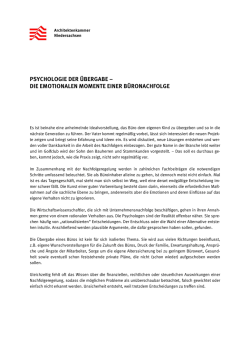 PSYCHOLOGIE DER ÜBERGABE – DIE EMOTIONALEN