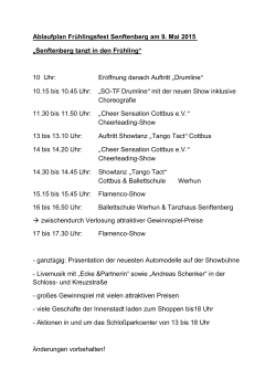Ablaufplan Frühlingsfest Senftenberg am 9. Mai 2015 „Senftenberg
