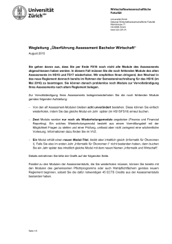 Wegleitung "Überführung Assessment Bachelor Wirtschaft" (PDF, 35
