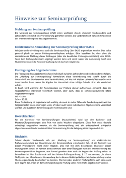 Hinweise zur Seminarprüfung