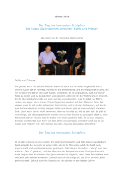 Der Tag des bewussten Schöpfers Ein neues