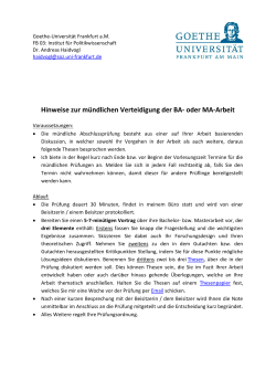 Hinweise zur m&uuml;ndlichen Verteidigung der BA- oder MA