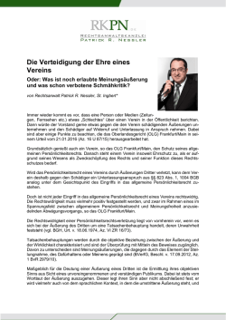 Die Verteidigung der Ehre eines Vereins