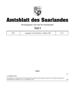 Amtsblatt des Saarlandes Nr. 27 Teil I vom 1. Oktober 2015